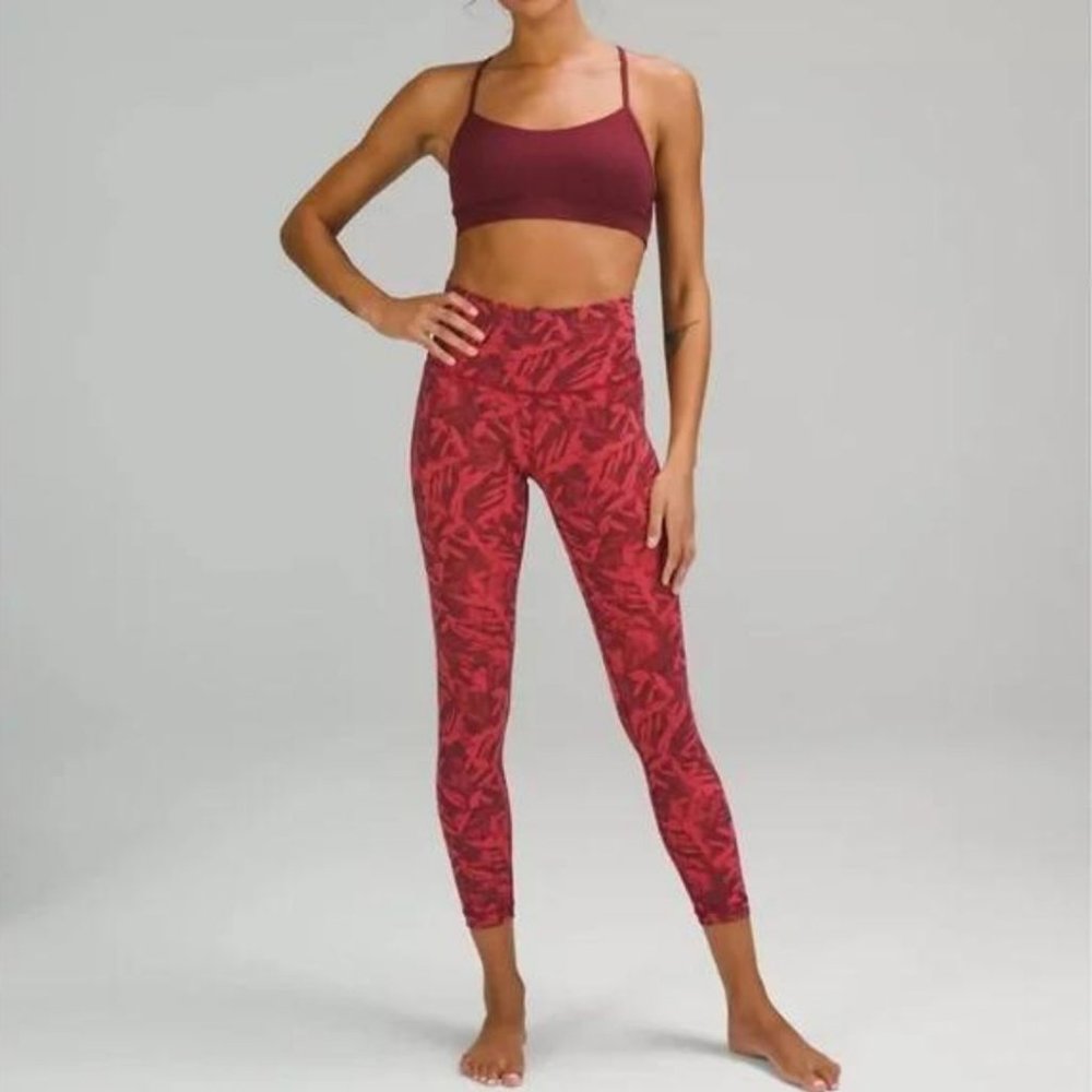 Lululemon Wunder Under High-Rise Tight 25" Spray Leaf Fireside Red Size 6